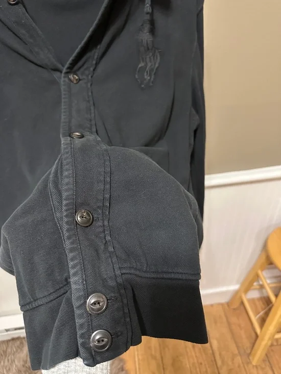 Polo by Ralph Lauren Black Hooded Lightweight Shirt Jacket - Picture 4 of 8